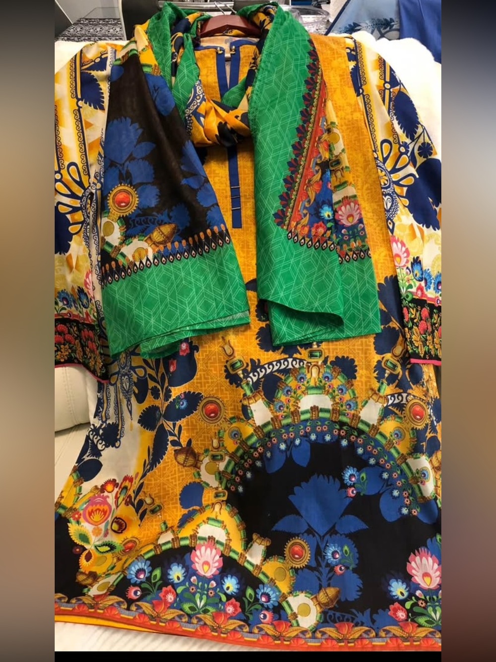 Pakistani printed three pieces dress.Size XL